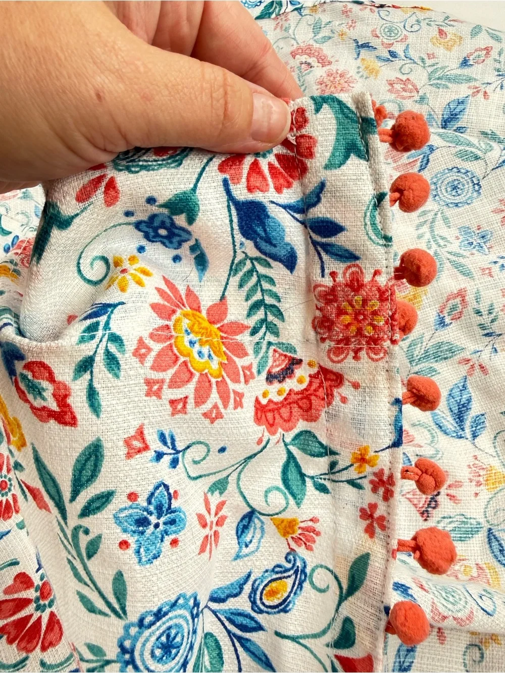 Set of 4 The Pioneer Woman Coral Gingham & Multicolor Floral Curtains